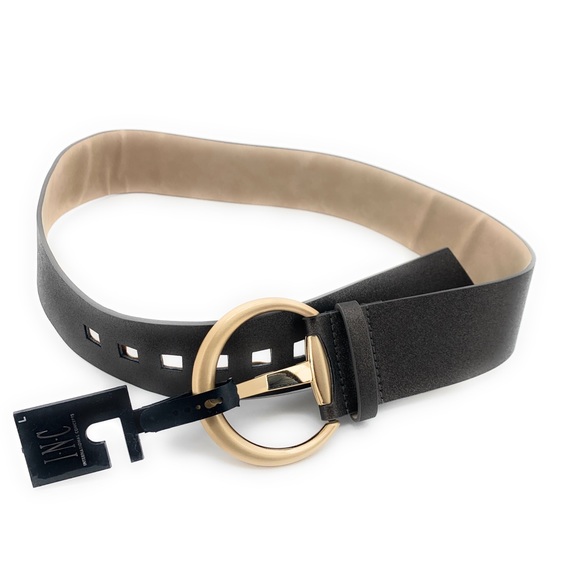 INC International Concepts Accessories - 4/$25 NEW Brown Shimmer Wide Belt Gold-Tone Large